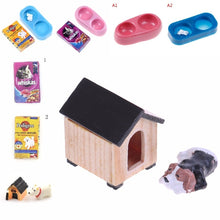 Load image into Gallery viewer, 1/12 Dollhouse Miniature Mini Dog Cat Pet Food with Plate Simulation Furniture Model Toys for Doll Accessories Decoration