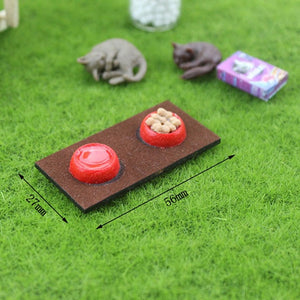 1/12 Dollhouse Miniature Mini Dog Cat Pet Food with Plate Simulation Furniture Model Toys for Doll Accessories Decoration