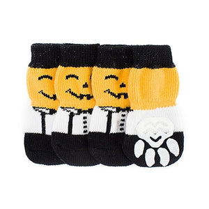 4pcs Halloween Warm Puppy Dog Shoes Soft Acrylic Pet Knits Socks Cute Cartoon Anti Slip Skid Socks For Small Dogs Pet Products