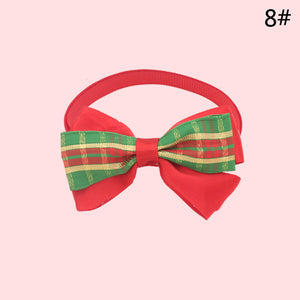 Christmas Holiday Pet Cat Dog Collar Bow Tie Adjustable Neck Strap Cat Dog Grooming Accessories Pet Product Supplies Christmas