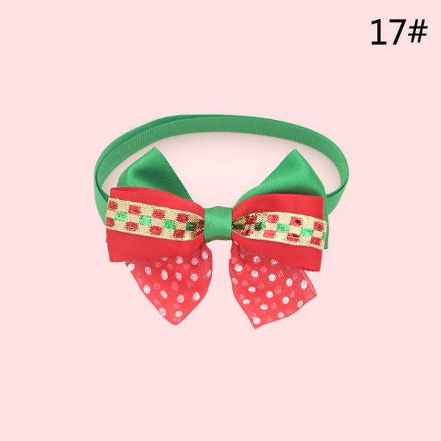 Christmas Holiday Pet Cat Dog Collar Bow Tie Adjustable Neck Strap Cat Dog Grooming Accessories Pet Product Supplies Christmas