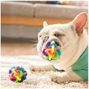 1pc Colorful Ball With Bell Pet Dog Products Toy Poodle Pet Toy Extra-resistant rubber The Pets Fun Toy Rubber Ball Game