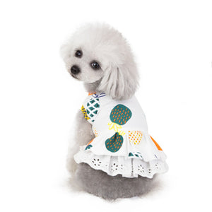 2019 Hot Products Pet Dog Bottoming Pineapple Print Dress Clothes Cat Lace Breathable Dress family Home Accessories